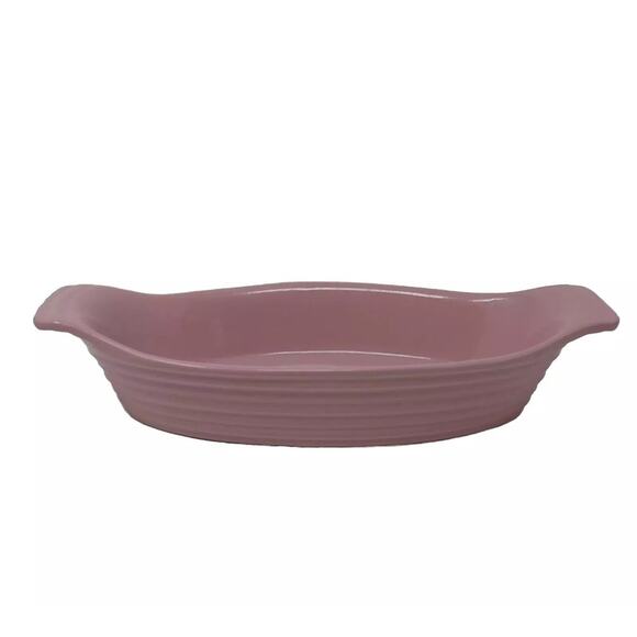 2 Au Gratin Casserole Serving Dishes Pink Blue Ribbed Small 11"L x 5.5" W x 2" H - Picture 9 of 9